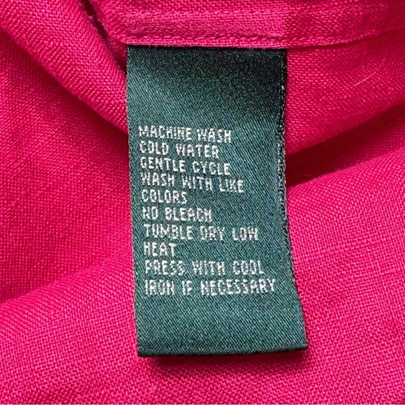 Lauren Ralph Lauren Linen Roll Tab Sleeve Shirt Size L Large Bright Pink LRL - Picture 8 of 8